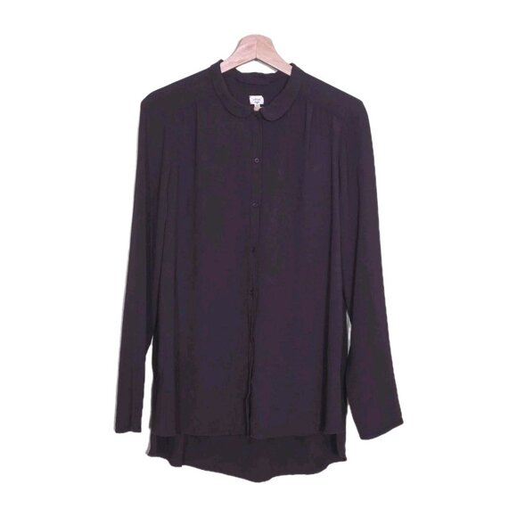 Wilfred Top Womens M Purple Blouse LS High Low Hem Corporate Girlie Buttons Boho - Picture 1 of 16